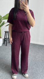 Yuri Taşlı Modal Takım - Bordo - Görsel 3