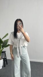 Lea Bağlama Detaylı Tişört - Beyaz