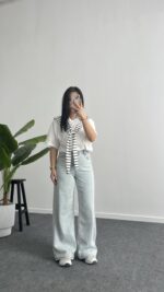 Lea Bağlama Detaylı Tişört - Beyaz - Görsel 2