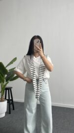 Lea Bağlama Detaylı Tişört - Beyaz - Görsel 3