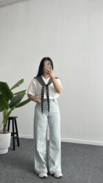 Lea Bağlama Detaylı Tişört - Siyah - Görsel 2