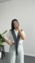 Lea Bağlama Detaylı Tişört - Siyah - Görsel 5