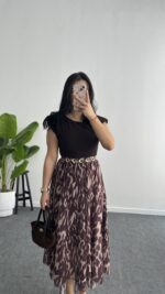 Mia Kemerli Elbise - Kahve - Görsel 2