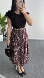 Mia Kemerli Elbise - Kahve - Görsel 3