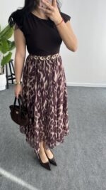 Mia Kemerli Elbise - Kahve - Görsel 5