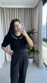 İnci Detaylı Karpuz Kol Hırka