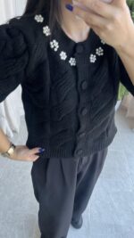 İnci Detaylı Karpuz Kol Hırka - Görsel 6