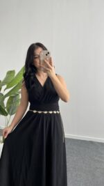 Ledia Bürümcük Elbise - Siyah - Görsel 6