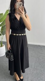 Ledia Bürümcük Elbise - Siyah - Görsel 3