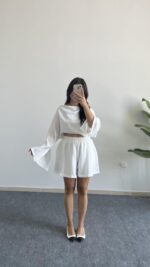 Lemas Bluz Şort Takım - Beyaz