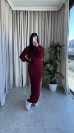 Luya Bordo Triko Elbise Kazak -180 Takım - Görsel 2