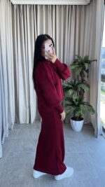 Luya Bordo Triko Elbise Kazak -180 Takım - Görsel 4