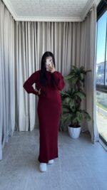 Luya Bordo Triko Elbise Kazak -180 Takım - Görsel 8