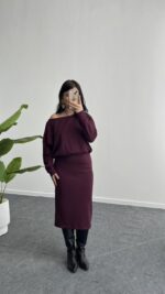 Mae Midi Modal Elbise - Bordo - Görsel 6