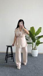 Kate Yelek Pantolon Takım - Krem