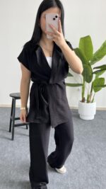 Kate Yelek Pantolon Takım - Siyah - Görsel 3