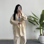 Nona Şal Yaka Müslin Ceket - Ekru