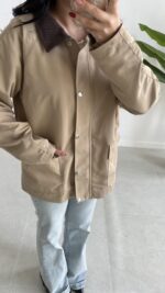 Ortis Kadife Yaka Detaylı Oversize Ceket - Sütlü Kahve - Görsel 5