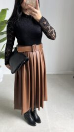 Oslo Kemerli Elbise - Kahve - Görsel 9