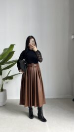 Oslo Kemerli Elbise - Kahve - Görsel 3