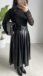 Oslo Kemerli Elbise - Siyah - Görsel 4