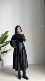 Oslo Kemerli Elbise - Siyah - Görsel 6