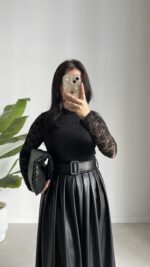 Oslo Kemerli Elbise - Siyah - Görsel 3