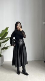 Oslo Kemerli Elbise - Siyah - Görsel 5