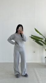 Palton Selanik İkili Takım - Gri