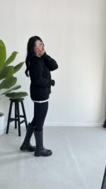 Saç Örgü Siyah Kazak - Görsel 4