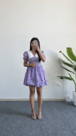 Selesta Bebe Yaka Mini Balon Elbise - Lila - Görsel 4