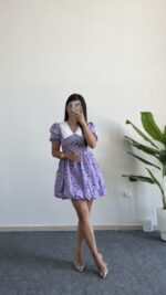 Selesta Bebe Yaka Mini Balon Elbise - Lila