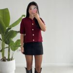 Taida Saç Örgü Hırka - Bordo