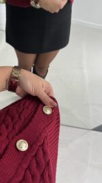 Taida Saç Örgü Hırka - Bordo - Görsel 7