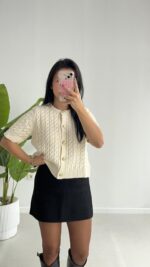 Taida Saç Örgü Hırka - Ekru - Görsel 4