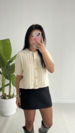 Taida Saç Örgü Hırka - Ekru - Görsel 5