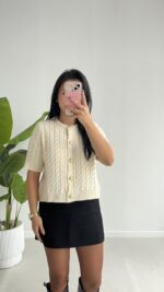 Taida Saç Örgü Hırka - Ekru - Görsel 2