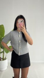 Taida Saç Örgü Hırka - Gri - Görsel 5