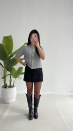 Taida Saç Örgü Hırka - Gri - Görsel 3