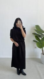 Volas Triko Kuşaklı Elbise - Kahve - Görsel 6