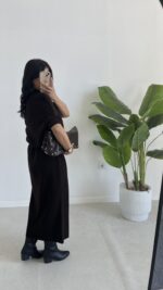 Volas Triko Kuşaklı Elbise - Kahve - Görsel 4