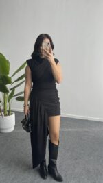 Waslo Tasarım Elbise - Siyah - Görsel 2