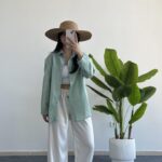 Yonca Keten Gömlek - Mint Yeşili