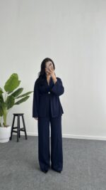 Mora Aksesuarlı Modal Kimono Takım - Lacivert - Görsel 5