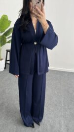 Mora Aksesuarlı Modal Kimono Takım - Lacivert - Görsel 7