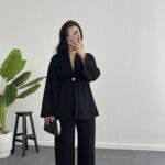 Mora Aksesuarlı Modal Kimono Takım - Siyah