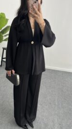 Mora Aksesuarlı Modal Kimono Takım - Siyah - Görsel 3