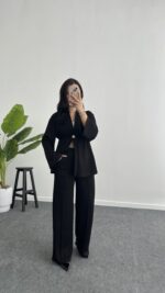 Mora Aksesuarlı Modal Kimono Takım - Siyah - Görsel 5