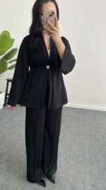 Mora Aksesuarlı Modal Kimono Takım - Siyah - Görsel 7