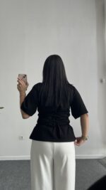 Bağlama Detaylı Modal Basic Bluz - Siyah - Görsel 4